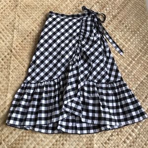 Black & White cotton Gingham Long Wrap Skirt